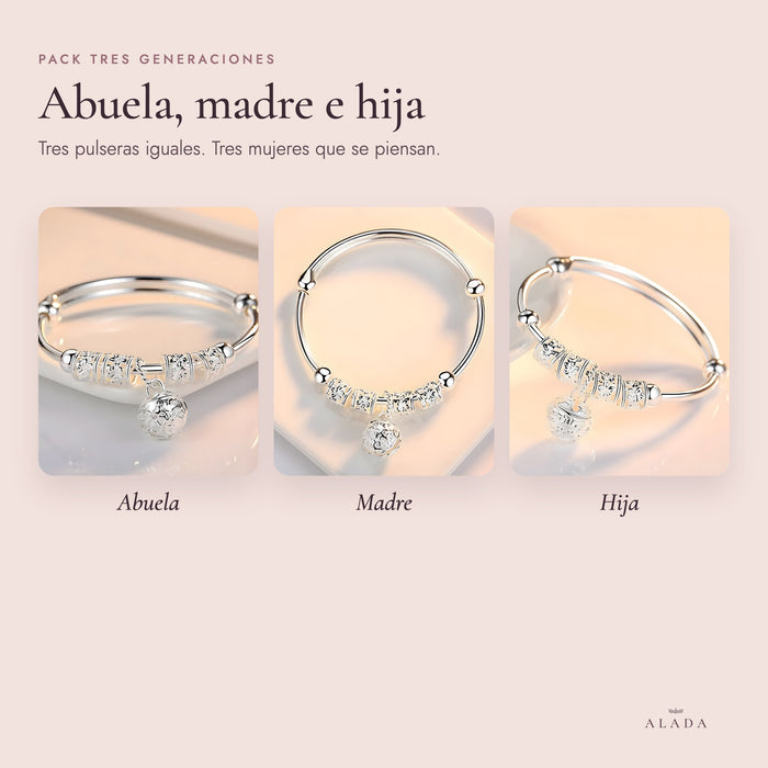 Pack tres generaciones: tres pulseras para abuela, madre e hija