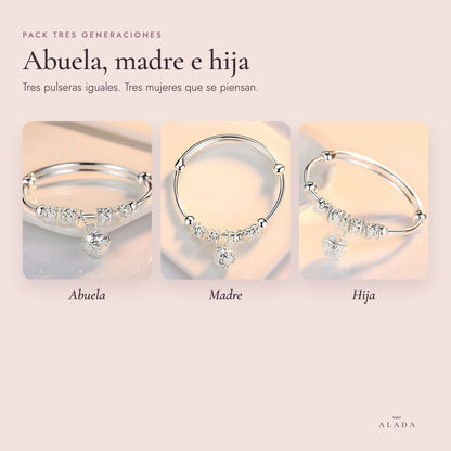 Pack tres generaciones: tres pulseras para abuela, madre e hija