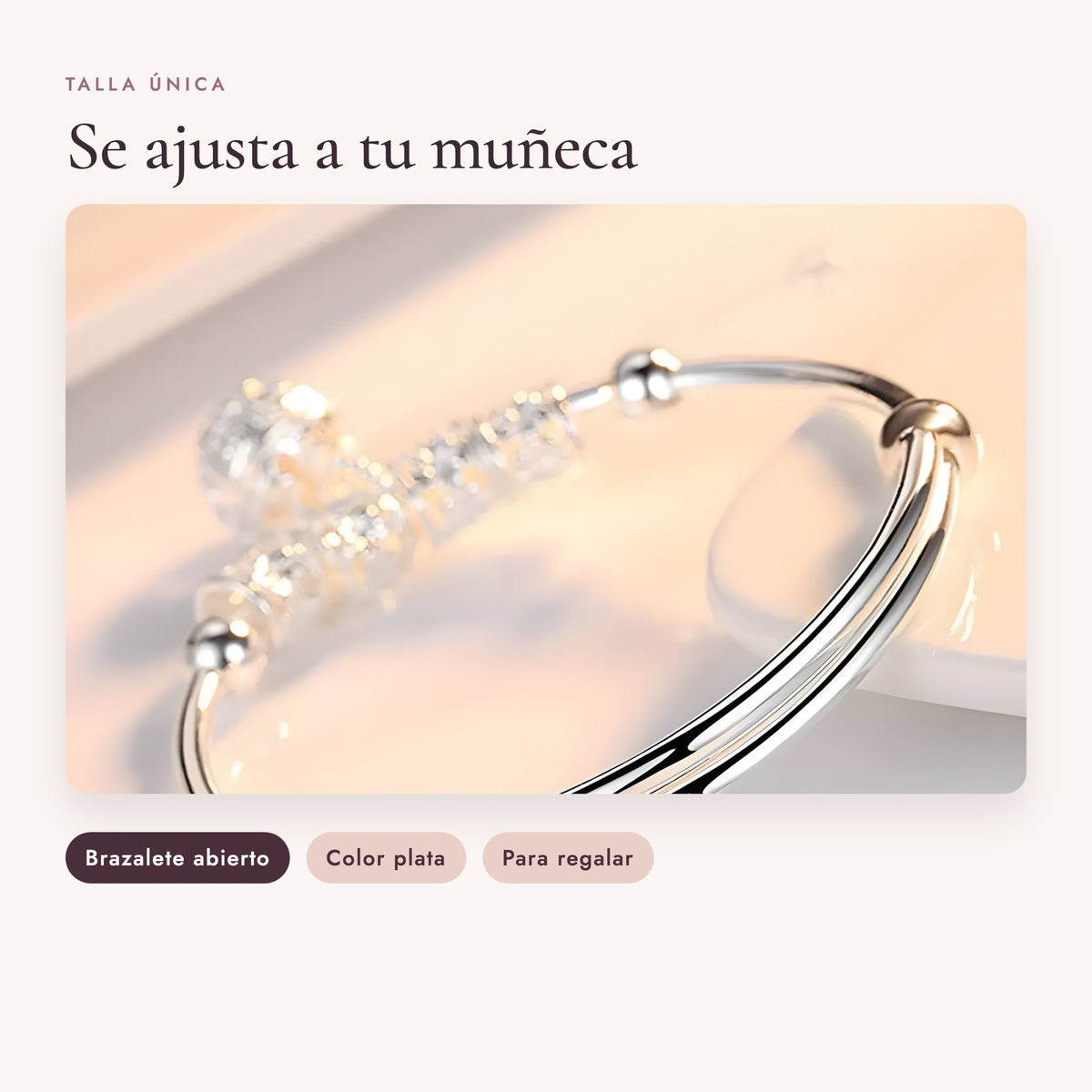 Brazalete abierto y ajustable, talla única
